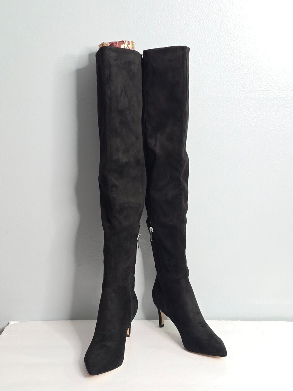 NWOB Nine West Sensa Black Faux Suede Thigh-High Stiletto Boots